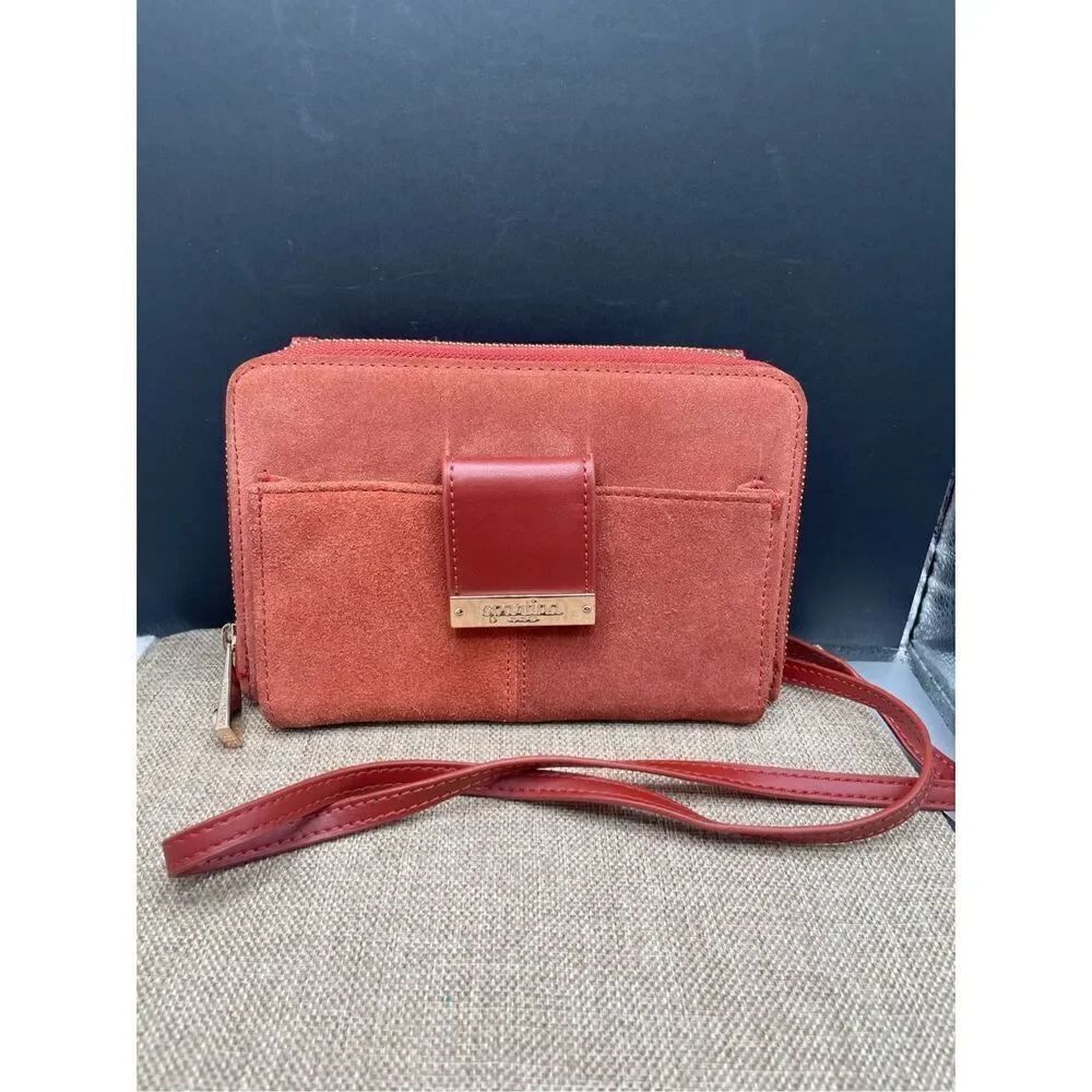 Spartina 449 Suede Crossbody or Clutch Wallet Rust Color